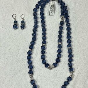 Anne Klein Blue and Silver Beaded Necklace Set